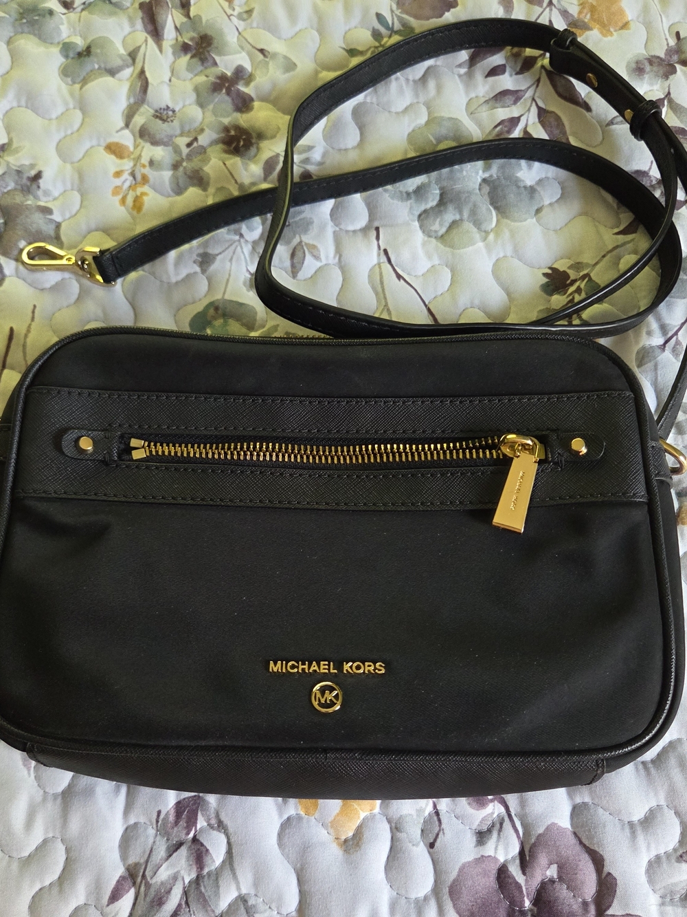 Michael Kors Black Crossbody Bag with Gold Hardware